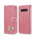 For Samsung Galaxy S10 Glitter Powder Love Leather Phone Case(Rose Red) - 1