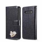 For Samsung Galaxy S10 Glitter Powder Love Leather Phone Case(Black) - 1