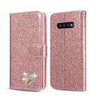 For Samsung Galaxy S10+ Glitter Powder Love Leather Phone Case(Pink) - 1