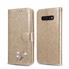 For Samsung Galaxy S10+ Glitter Powder Love Leather Phone Case(Gold) - 1