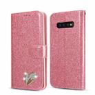 For Samsung Galaxy S10+ Glitter Powder Love Leather Phone Case(Rose Red) - 1