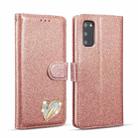 For Samsung Galaxy S20+ Glitter Powder Love Leather Phone Case(Pink) - 1