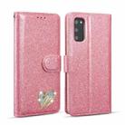 For Samsung Galaxy S20+ Glitter Powder Love Leather Phone Case(Rose Red) - 1