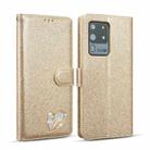 For Samsung Galaxy S20 UItra Glitter Powder Love Leather Phone Case(Gold) - 1