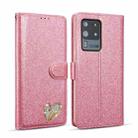 For Samsung Galaxy S20 UItra Glitter Powder Love Leather Phone Case(Rose Red) - 1