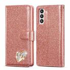 For Samsung Galaxy S21 5G Glitter Powder Love Leather Phone Case(Pink) - 1