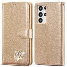 For Samsung Galaxy S21 Ultra 5G Glitter Powder Love Leather Phone Case(Gold) - 1