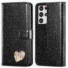 For Samsung Galaxy S21 Ultra 5G Glitter Powder Love Leather Phone Case(Black) - 1