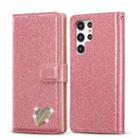 For Samsung Galaxy S22 5G Glitter Powder Love Leather Phone Case(Rose Red) - 1