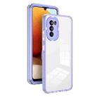 For Motorola Moto G52 3 in 1 Clear TPU Color PC Frame Phone Case(Purple) - 1