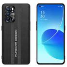 For OPPO Reno6 Pro Carbon Fiber Texture Plain Leather Phone Case(Black) - 1