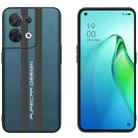 For OPPO Reno8 Carbon Fiber Texture Plain Leather Phone Case(Dark Green) - 1