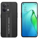 For OPPO Reno8 Carbon Fiber Texture Plain Leather Phone Case(Black) - 1