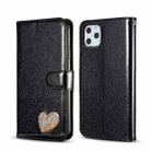 For iPhone 11 Pro Glitter Powder Love Leather Phone Case (Black) - 1