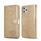 For iPhone 11 Pro Max Glitter Powder Love Leather Phone Case (Gold) - 1