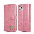 For iPhone 11 Pro Max Glitter Powder Love Leather Phone Case (Rose Red) - 1