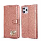 For iPhone 12 Glitter Powder Love Leather Phone Case(Pink) - 1