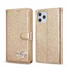 For iPhone 12 Glitter Powder Love Leather Phone Case(Gold) - 1