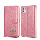 For iPhone 11 Glitter Powder Love Leather Phone Case (Rose Red) - 1