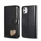 For iPhone 11 Glitter Powder Love Leather Phone Case (Black) - 1