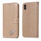 For iPhone XS Max Glitter Powder Love Leather Phone Case(Gold) - 1