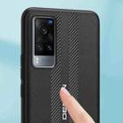 For vivo X60 Pro Carbon Fiber Texture Plain Leather Phone Case(Dark Green) - 5