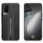 For vivo X60 Curved Screen Carbon Fiber Texture Plain Leather Phone Case(Black) - 1