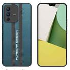 For vivo S12 Carbon Fiber Texture Plain Leather Phone Case(Dark Green) - 1