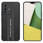 For vivo S12 Carbon Fiber Texture Plain Leather Phone Case(Black) - 1