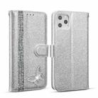 For iPhone 11 Pro Glitter Powder Butterfly Leather Phone Case (Silver) - 1