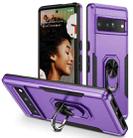 For Google Pixel 7 Pro Ring Kickstand Heavy Duty Shockproof Phone Case(Purple+Black) - 1