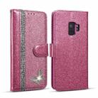 For Samsung Galaxy S9 Glitter Powder Butterfly Leather Phone Case(Purple) - 1