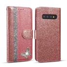 For Samsung Galaxy S10 Glitter Powder Butterfly Leather Phone Case(Rose Gold) - 1