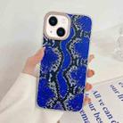 For iPhone 14 Plus Snake Texture Dual-side Laminating TPU Phone Case (Dark Blue) - 1