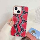 For iPhone 14 Plus Snake Texture Dual-side Laminating TPU Phone Case (Red) - 1