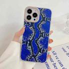 For iPhone 14 Pro Snake Texture Dual-side Laminating TPU Phone Case(Dark Blue) - 1