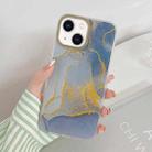 For iPhone 14 Marble Dual-side Laminating Electroplating Case (Light Grey) - 1