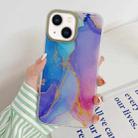 For iPhone 14 Marble Dual-side Laminating Electroplating Case (Blue Pueple) - 1