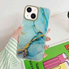 For iPhone 14 Marble Dual-side Laminating Electroplating Case (Light Green) - 1