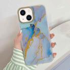 For iPhone 14 Marble Dual-side Laminating Electroplating Case (Light Blue) - 1