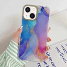 For iPhone 14 Plus Marble Dual-side Laminating Electroplating Case (Blue Pueple) - 1