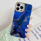 Marble Dual-side Laminating Electroplating Case For iPhone 14 Pro(Dark Blue) - 1