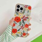 Dual-side Laminating Vintage Flowers Phone Case For iPhone 14 Pro Max(Tuna) - 1