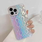 For iPhone 14 Pro Python Texture Dual-side Laminating Phone Case(Blue Pink) - 1