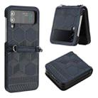 For Samsung Galaxy Z Flip3 5G Football Texture Leather Phone Case(Dark Blue) - 1