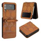 For Samsung Galaxy Z Flip3 5G Football Texture Leather Phone Case(Khaki) - 1