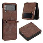 For Samsung Galaxy Z Flip4 Football Texture Leather Phone Case(Brown) - 1