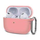 Silicone Thickening Wireless Earphone Protective Case with Hook For AirPods Pro 2(Pink) - 1