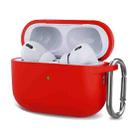 Silicone Thickening Wireless Earphone Protective Case with Hook For AirPods Pro 2(Red) - 1