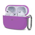 Silicone Thickening Wireless Earphone Protective Case with Hook For AirPods Pro 2(Purple) - 1